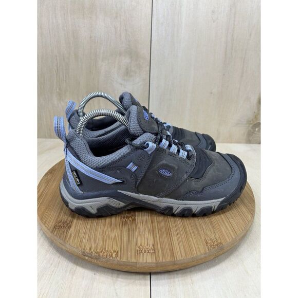 Keen Ridge Flex Low WP Blue Grey Leather Hiking Shoes Womens Size 7 - Picture 3 of 8
